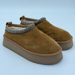 Koolaburra by UGG Burree Platform Suede Slippers Chestnut Tan 1159750 Womens‎ 8